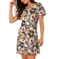 thumbnail image 2 of Fotbe lips record rock Skull Bata de Dormir para Mujer con Estampado, Camisón de Algodón de Manga Corta, Ropa de Dormir Casual, 2 of 6