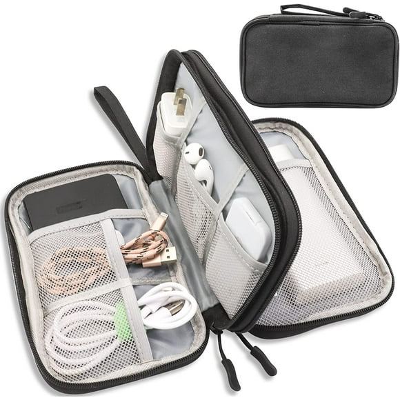UTAH-Cable Organizer Bag, Portable Travel Cord Organizer case, All in One Waterproof Electronics Accessories Storage Bag for Cables, Chargers, Earphones, Hard Drives, 8.5 x 5 inch (Black)