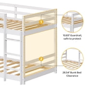 Zimtown Bunk Bed Twin Over Twin,Kids Low Floor Bunk Bed with Guard Rails for Children Boys Girls Dormitory Bedroom,No Box Spring Needed,White
