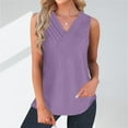 thumbnail image 2 of Jewelreauty Women Casual Waffle Tank Tops Summer V Neck Sleeveless Tunic Shirts Loose Fitting Solid Tees (2XL, Purple), 2 of 7