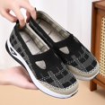 thumbnail image 2 of Gpaecead Women's Knit Flats Breathable Mesh Hollow Slip On Soft Sole Lightweight Comfortable Casual Walking Shoes For Daily Black, 2 of 6