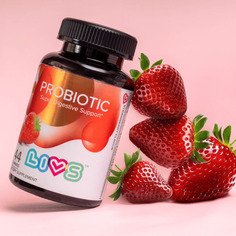 LIVS Probiotic Gummies for Women and Men – 5 Billion CFUs Bacillus Coagulans for Digestive Gut Health, Mood Support & Immune Boost | All Natural, Plant-Based, Vegan, Strawberry Flavor - 88 Count