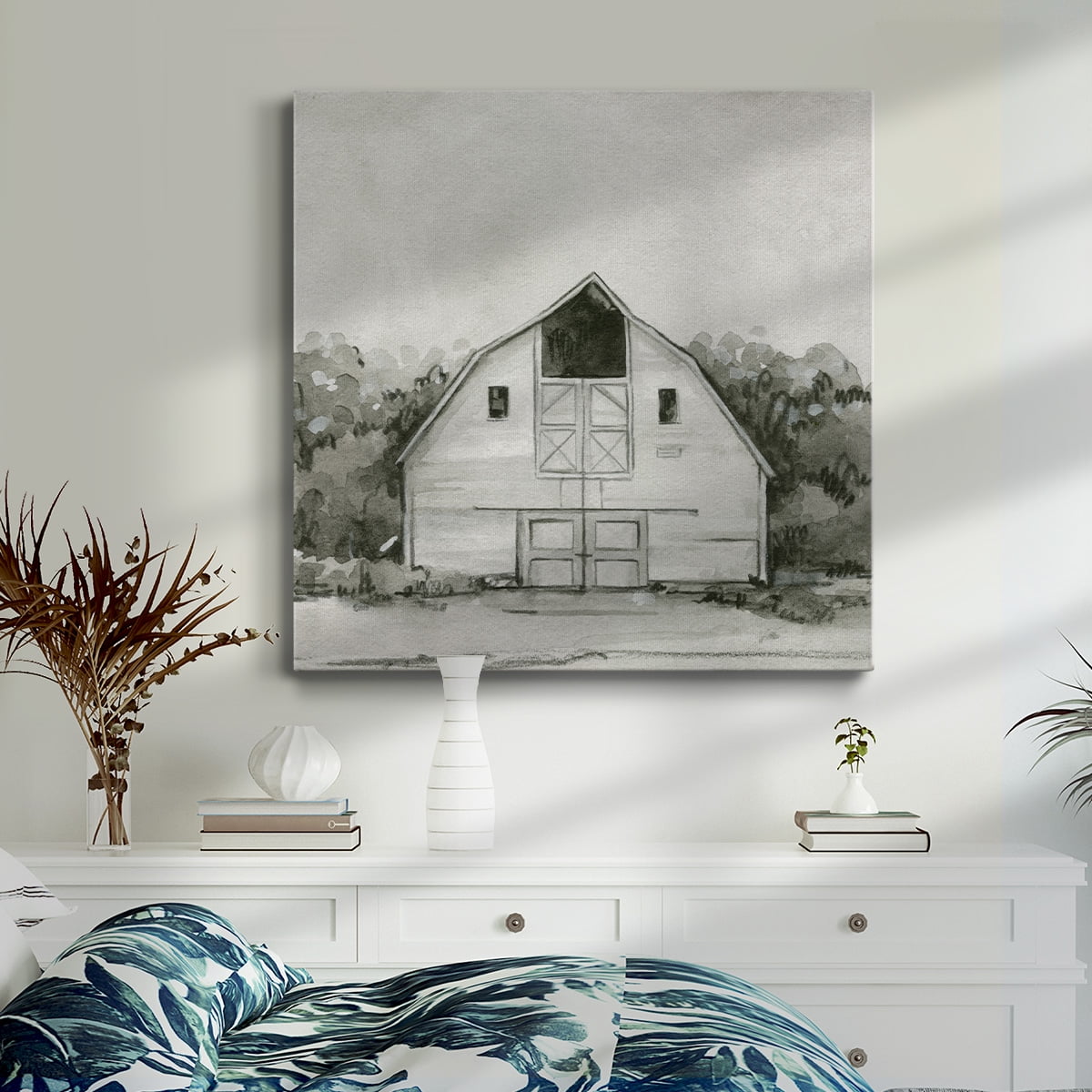 Wexford Home Solemn Barn Sketch III-Premium Gallery Wrapped Canvas, 10" x 10" - Ready to Hang