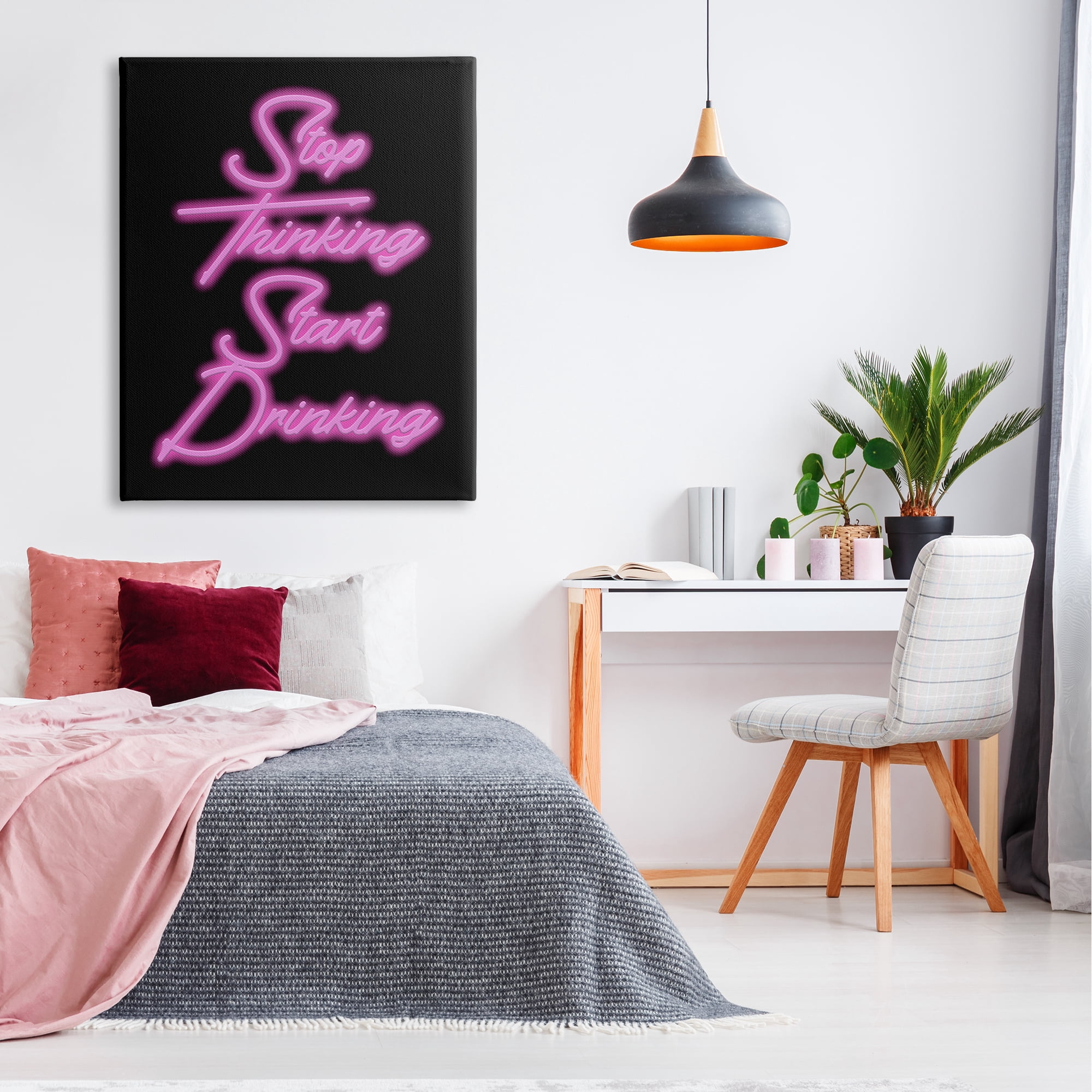 Stupell Industries Stop Thinking Drinking Humor Inspirational Painting Gallery Wrapped Canvas Art Print Wall Art, 36 x 48