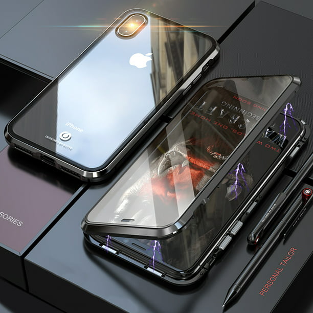 statsminister Arrangement tro Front + Back Tempered Glass 360 Full Magnetic Case for iPhone X XS MAX XR  Blue black iPhone XR - Walmart.com