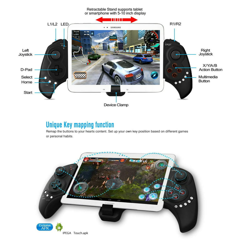 iPega PG-9023 Wireless Gamepad Game Controller, Telescopic Extendable Joystick for 5-10 inch Phones, Compatible with PC, Android, Samsung Galaxy Tab S3 Note 9 Galaxy S9+ S8+ Lenovo Huawei - Walmart.com