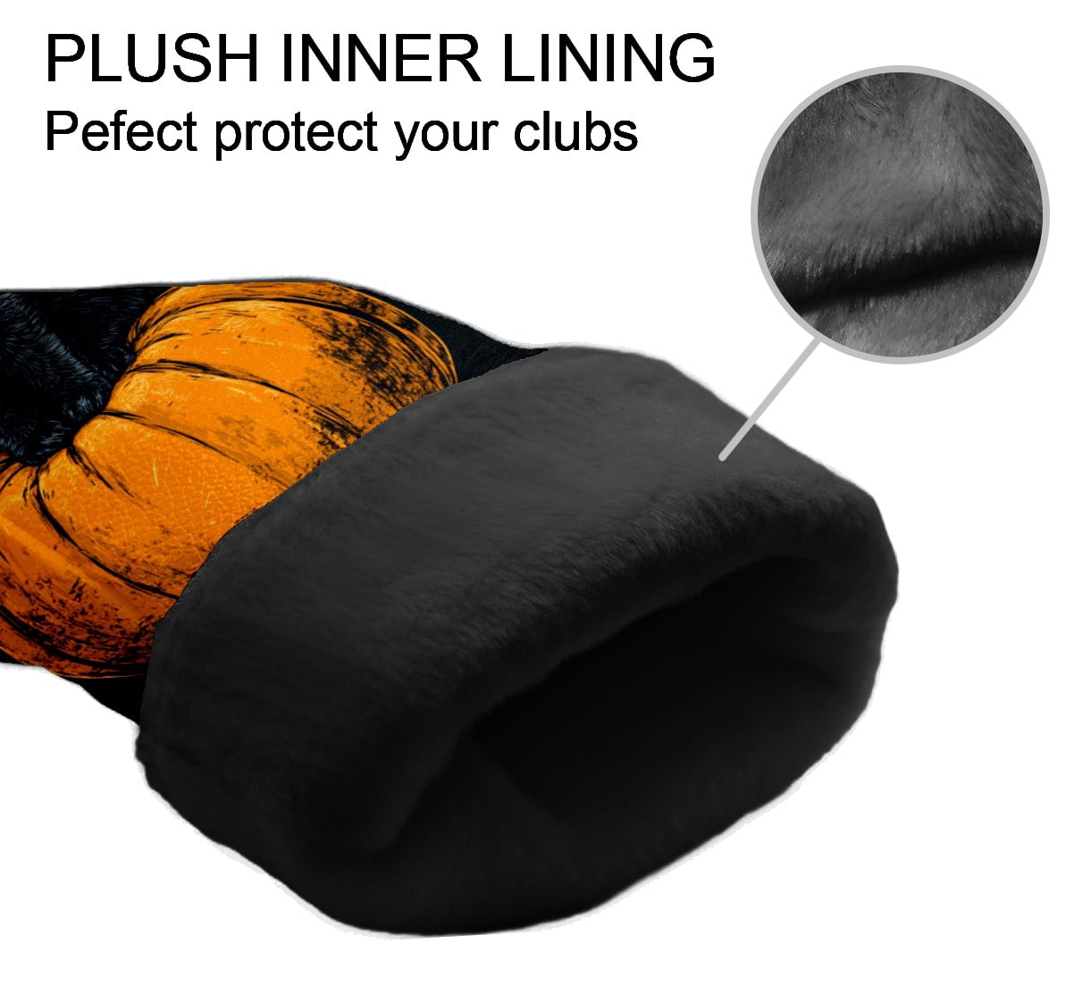 Golf Club Covers PU Leather Waterproof Head Covers for Fairway Woods Hybrids Pumpkin Black Cat