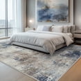 thumbnail image 4 of DEORAB 3X5 Area Rugs for Living Room, Large Modern Machine Washable Vintage Rugs Distressed Abstract Print Blue Throw Rug for Bedroom Aesthetic, Non Slip Ultra-thin Carpet with Gripper, 4 of 7