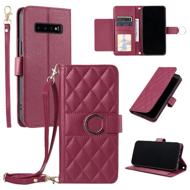 Funda tipo billetera GANGXUN para Samsung Galaxy S10 – Tapa abatible con correa para mujer