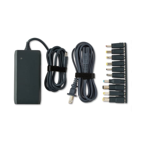 ONN 90W LAPTOP CHARGER WITH 10 INTERCHANGEABLE TIPS, 10FT POWER CORD, FOR HP, DELL, LENOVO, GREY