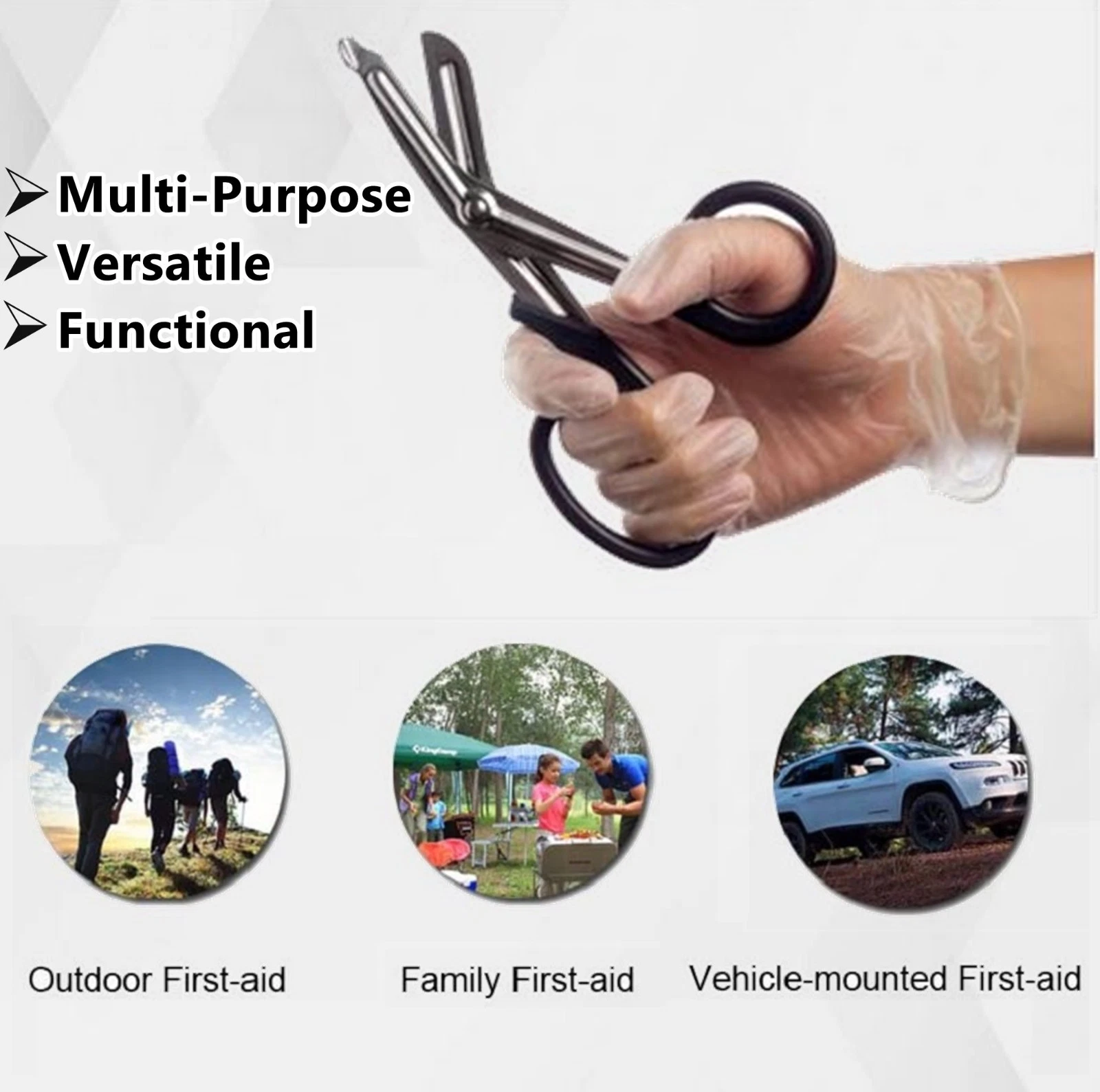 Trauma Shears 7.25" Emergency Shears, Stainless Steel Outdoor Camping Rescue Tools, Ideal for First Responders - Black Handle