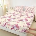 thumbnail image 4 of Manfei Cartoon Guitar Bed Sheets Set Twin Size, Kawaii Bowknot Bed Sheets Twin, Princess Style Bedding Twin Size, Super Cozy Room Decoration, 3-Piece, 4 of 7
