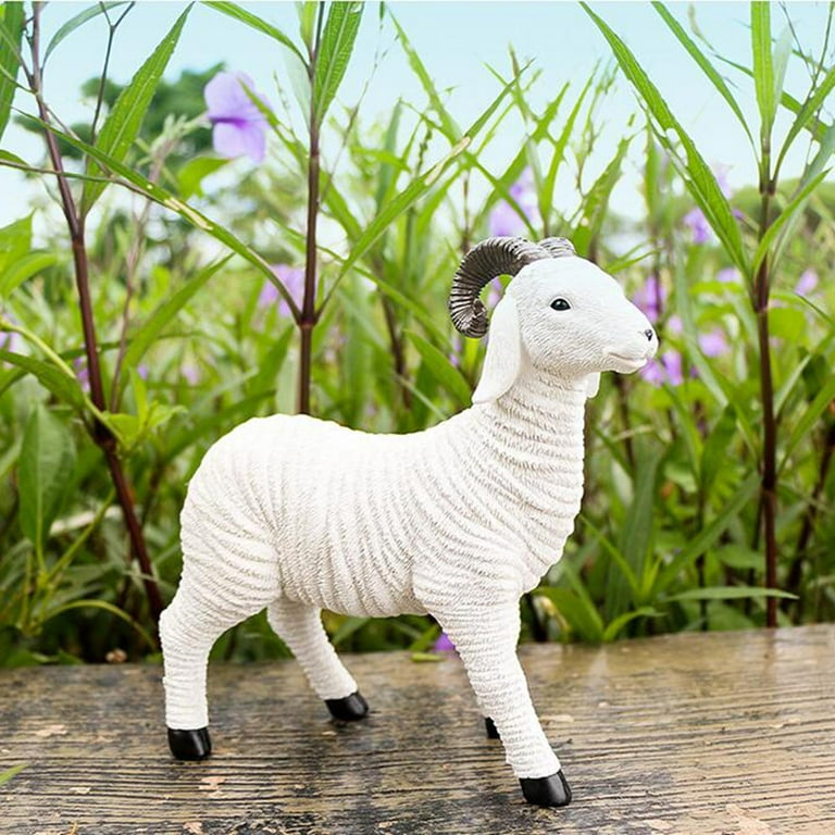 Resin Figurine White Lamb Ornament Landscape Decor Fairy Garden Figurine  Decoration for Home Balcony Bedroom Outdoor Statues 3 Lambs