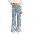 thumbnail image 3 of Angala Little Girls Denim Pants Floral Graphic Flared Leg Jeans With Lace Trim Fall Casual Girls Pants Size 6-7 Years, 3 of 9