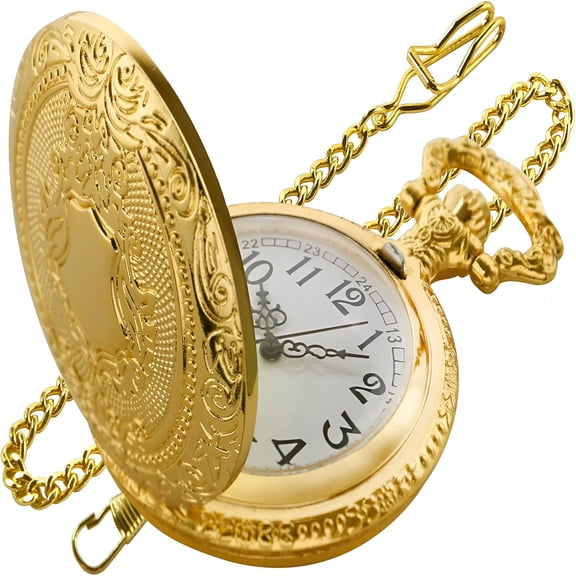 DESIGNICE Men's Pocket Watch,Arabic Numeral Digital Scale Men's Quartz Pocket Watch,Quartz Pocket Watches with Chain
