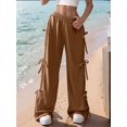 thumbnail image 5 of Women'S Loose Sweatpants Elastic Waist Casual Wide Leg Pants with Pockets Y2K Travel Pants Brown L, 5 of 7
