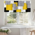 thumbnail image 4 of Abstract Art Valances for Windows, 42 x 18in, Patchwork Black and Yellow Rod Pocket Kitchen Valance Curtain Light Filtering Window Treatments for Living Room Bedroom, 1 Panel, 4 of 7
