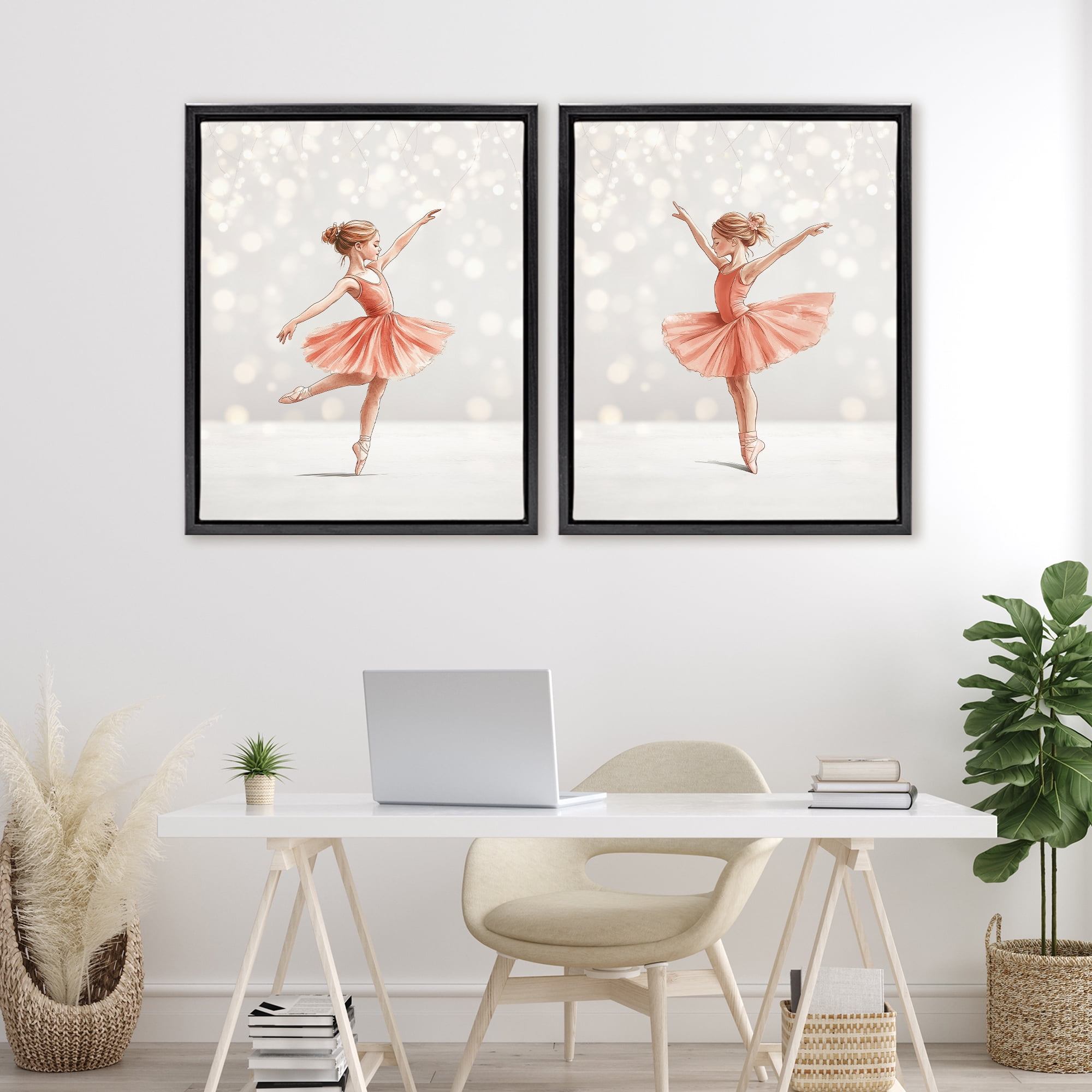 Stupell Industries Dancers In The Light 2 Piece Black Framed Floater Canvas Set, design by Christine Simpson Art