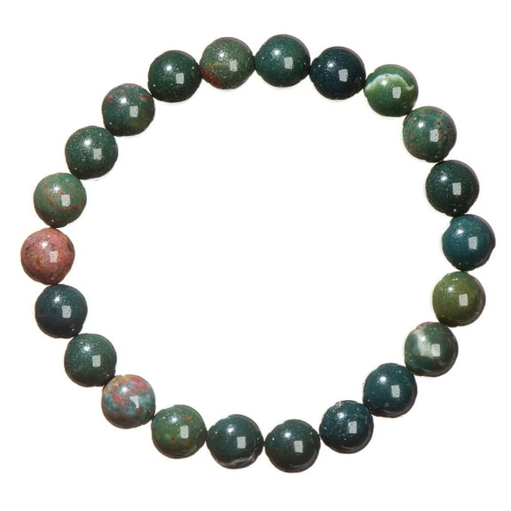 LTC Designs 8mm Shiny Round Bloodstone Stretch Bracelet, 7.5" for Unisex Adults