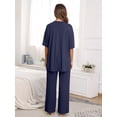 thumbnail image 4 of MINTREUS Lounge Sets for Women Knit Short Sleeve Tops and Long Pants Soft Comfy Pajamas Set Oversized 2 Piece Outfits S-4X, 4 of 8