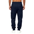 thumbnail image 5 of ersvoioy Cargo Sweatpants for Men with Pockets Casual Elastic Waist Drawsting Cinch Bottom Jogger Sweat Pants Solid Workout Trousers Outdoor Navy L, 5 of 5