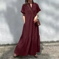 thumbnail image 3 of Summer Bohemian Style Blouse Long Skirt For Women Casual V Neck A Line Layered Ruffled Ankle Length Dress Women Outfits for Summer Petite Dresses Wrap Maxi Dress Cute Summer Dresses for Women Dresses, 3 of 5