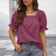 thumbnail image 3 of Camisetas De Mujer Camiseta de verano para mujer, camisetas casuales de cuello cuadrado de ajuste holgado para fiesta (rojo vino M) Cgtredaw para Mujer Vino rojo T L, 3 of 6