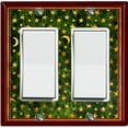 thumbnail image 1 of Metal Light Switch Plate Cover Elegant Starry Night Maroon Green Frame FRA028, 1 of 13