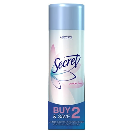 Benetton Deodorant Spray - (2 count) Secret Aerosol Antiperspirant and Deodorant, Powder Fresh Scent, 6 oz