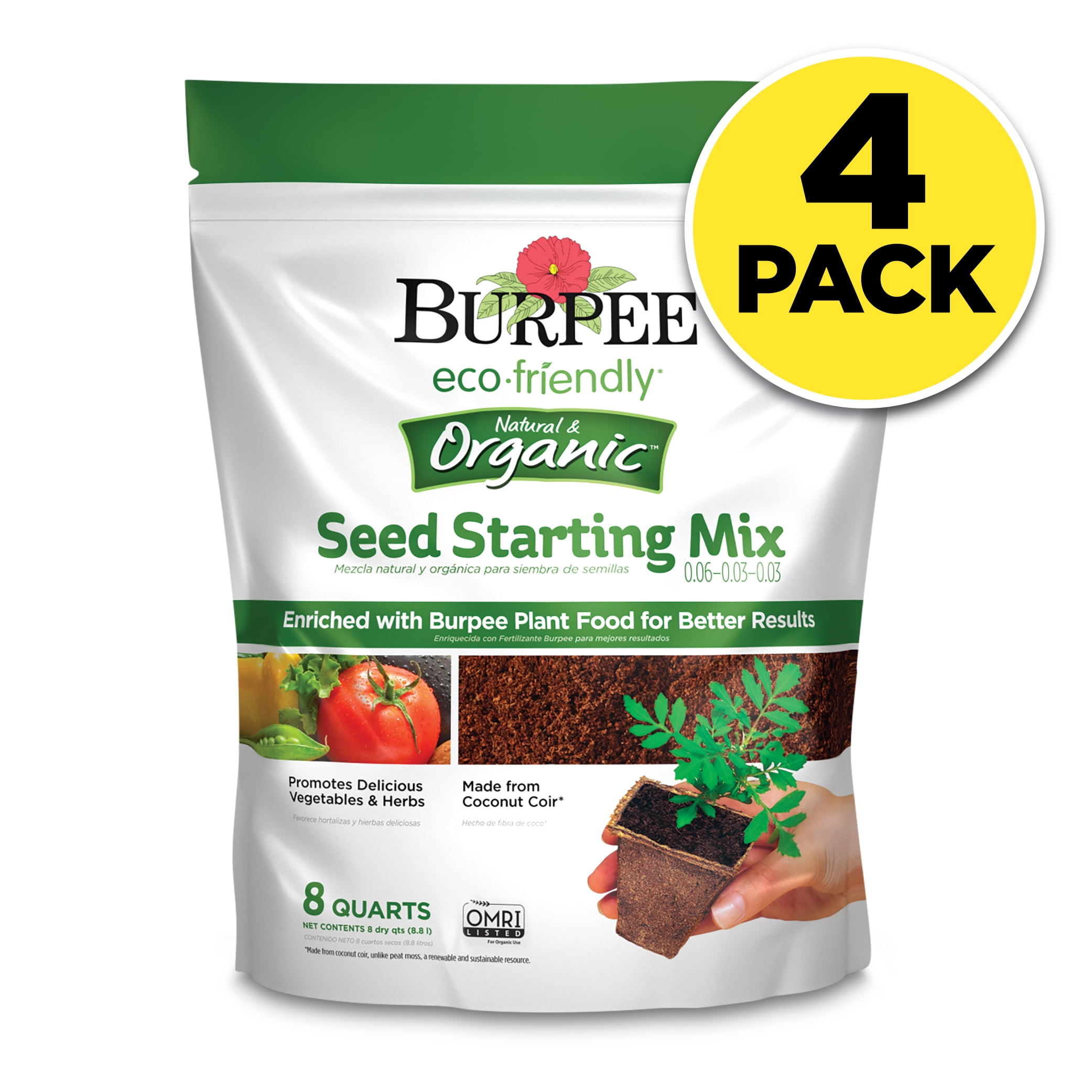 Burpee ecofriendly Natural & Organic 8 qt Seed Starting Mix (4Pack