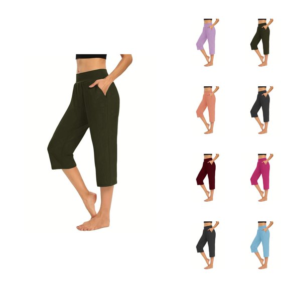Capri Pants for Women Spring Summer Elastic Waist Relaxed Fit Capri Sweatpants with Pockets Womens Capris