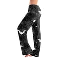 thumbnail image 2 of IYYVV Women'S Halloweens Pajama Pants Goth Trendy Ghost Print Drawstring Sleepwear Halloween Stretch Lounge Cute Candy Trendy Pants Black 2XL, 2 of 5