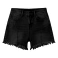 thumbnail image 5 of Karymi Women Clothing High Waist Frayed Hem Denim Shorts, Loose A‑Line Summer Jean Shorts with Pocket for Daily Beach Vacation Athletic Shorts for Women, 5 of 5