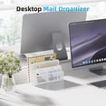 thumbnail image 5 of Mail Organizer for Desk, 3-Slot Mesh Metal Mail Holder countertop, Letter Holder, Office Desktop Envelope and Document Storage Rack (White), 5 of 12