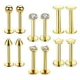 thumbnail image 4 of 16G Steel Lip Bar Labret Lip Stud Lip Rings Tragus Stud Stainless Steel Body Jewelry Piercing Jewelry Golden, 4 of 7