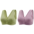 thumbnail image 2 of CLOISE Womens Bras No Wire Push Up 2 Pack Wireless Bras for Older Women Front Closure High Support No Underwire Full Coverage Push up Bras Front Snaps Seniors Everyday Bras Green XL, 2 of 9