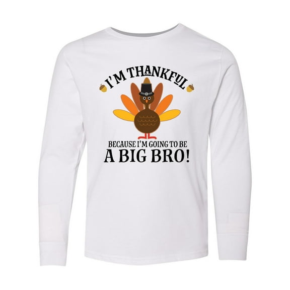 Inktastic Big Bro Announcement Thanksgiving Brother Long Sleeve Youth T-Shirt