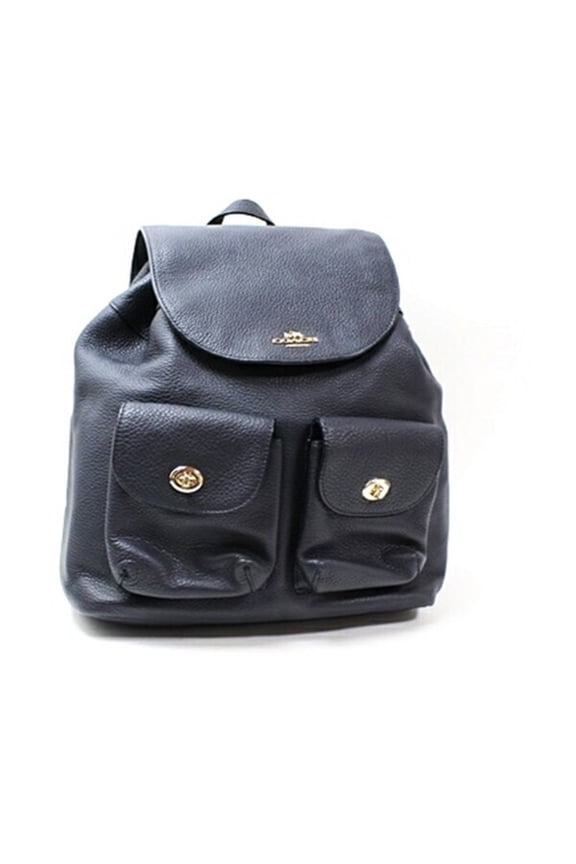 Pre-Owned Coach Billy Backpack F37410 Pebbled Leather Navy COACH Women's