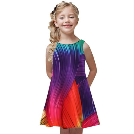 

Cathalem Dresses 7 Year Old Girls Girls Sleeveless Party Dress Kids Dresses Toddler Summer Flower Girl Dress for 12 Months Dress Purple 8-9 Years