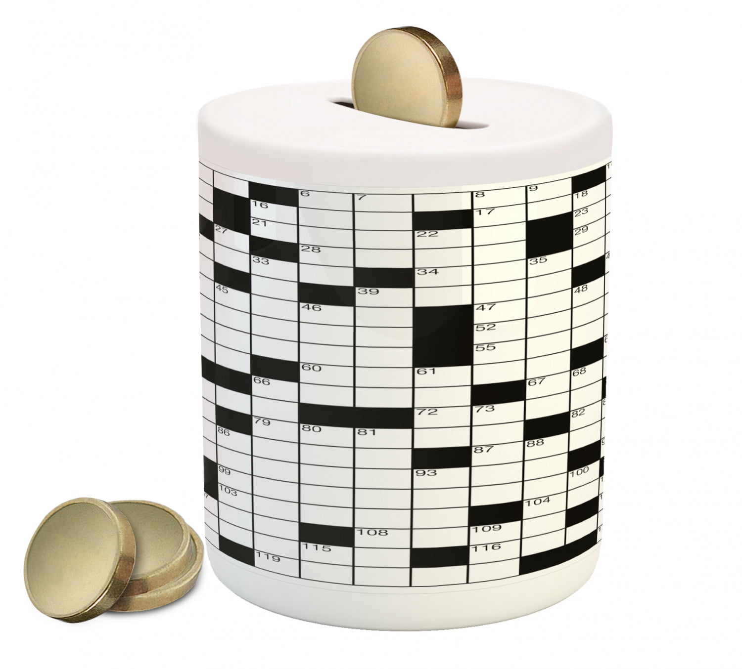 Word Search Puzzle Piggy Bank, Classical Crossword Black and White
