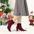 thumbnail image 2 of Unique Bargains Women's Pointed Toe Chunky Heel Zipper Ankle Boots Burgundy 6, 2 of 7