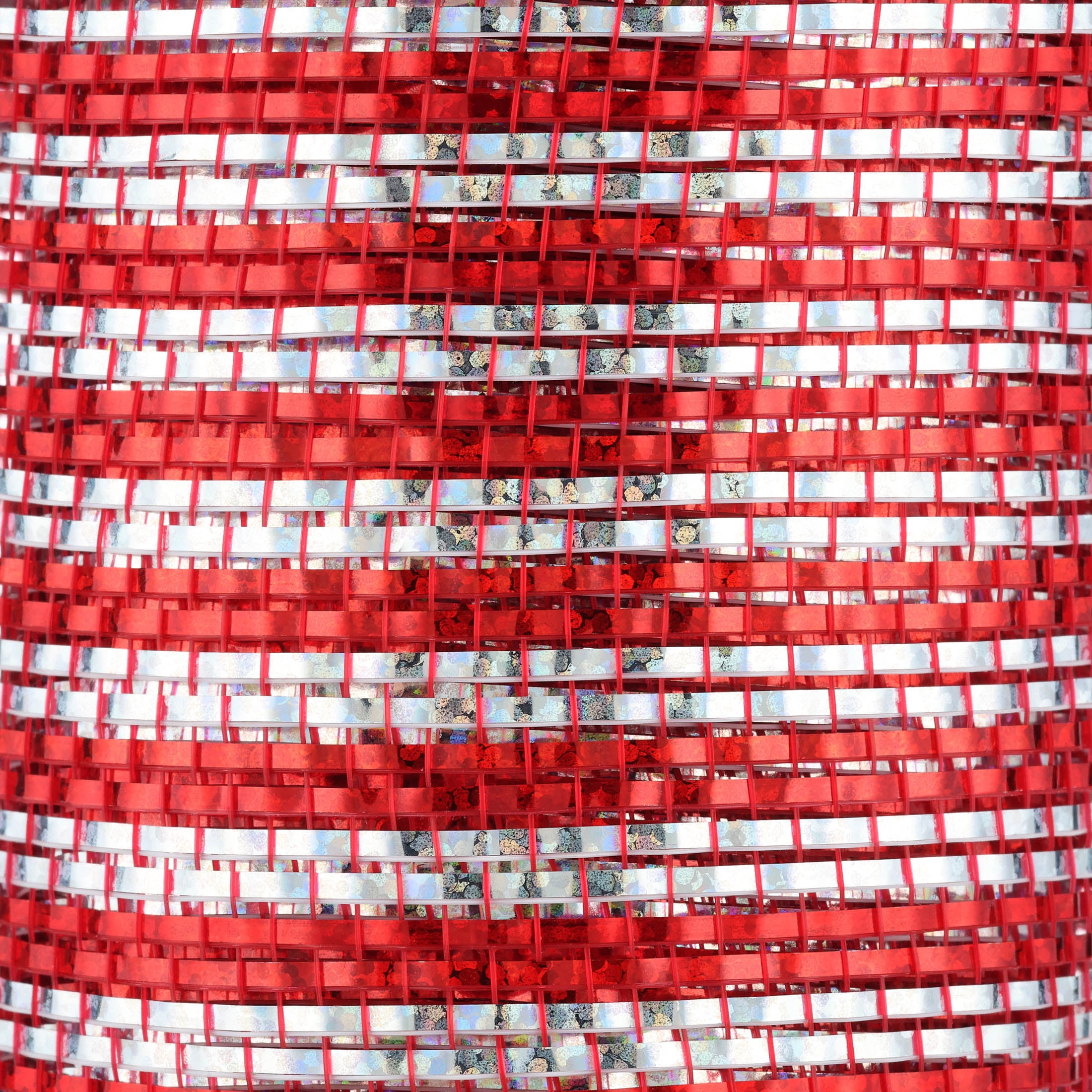 Red and Silver Striped Mesh Christmas Ribbon, 10.5" x 15', by Holiday Time
