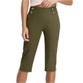 thumbnail image 4 of Frostluinai Yoga Capris for Womens High Waist Straight Leg Pants Stretch Slim Fit Capris Solid Color Gym Trousers Slit Hem Capris with Pocket, 4 of 10