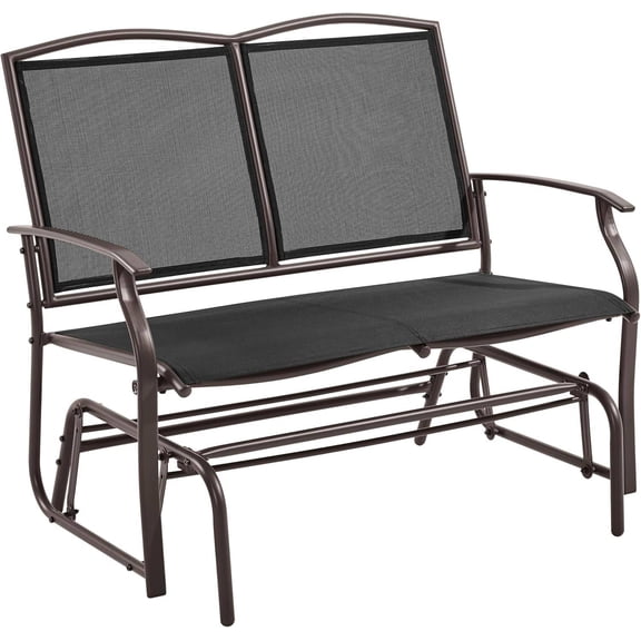 2-Person Outdoor Glider Chair for Patio, Porch, Backyard, or Poolside – Heavy-Duty Steel Frame, Black