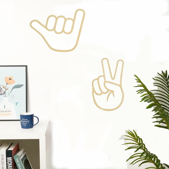 2 Pcs Shaka Wooden Wall Art Decor, Hawaii Aloha Surfer Hand Sign Surf Wall Decor, Victory for Rustic Farmhouse Style for Housewarming Gifts