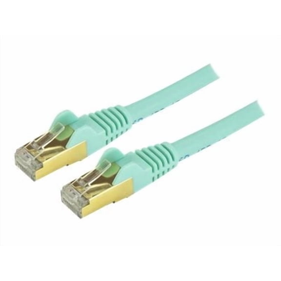 StarTech 10 ft / 3m CAT6a Ethernet Cable - 10 Gigabit Shielded Snagless RJ45 100W PoE Patch Cord - 10GbE STP Category 6a Network Cable - Aqua - UL, TIA (C6ASPAT10AQ)