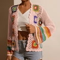 thumbnail image 2 of MORTTIC Women's Floral Crochet Kimono Cardigan - Long Sleeve Open Front Lightweight Cover-Up with Colorful Hollow Knit Design, 2 of 7