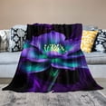 thumbnail image 2 of Creowell Purple Flower Green Leaves Flannel Throw Blanket for Couch Sofa Bed Office Travel Camping School - All Seasons Blanket with Excellent Hand Feel 40x50in, 2 of 6
