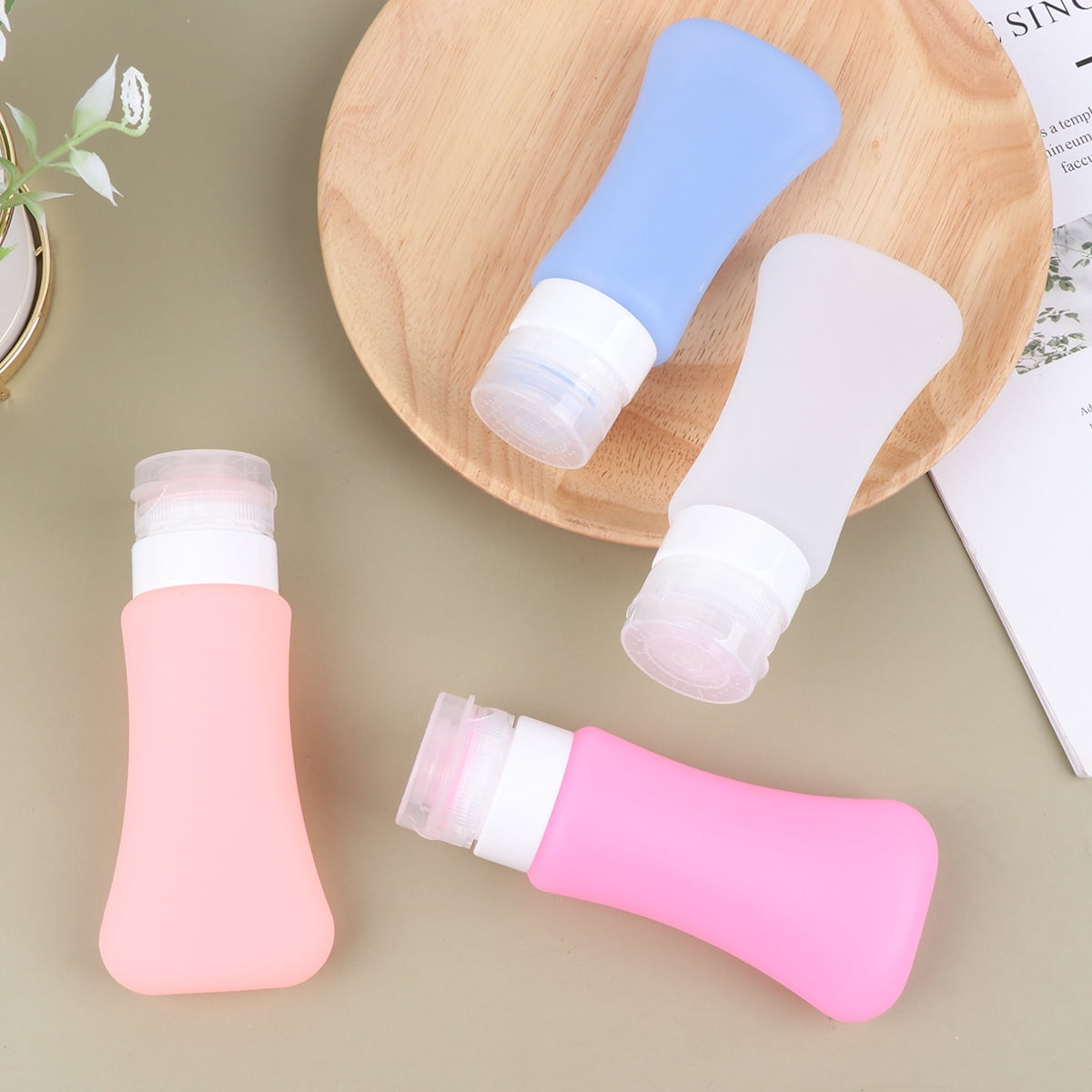FONDOTIN 4Pcs Silicone Dispense Bottles Leakproof Refillable Travel Containers White Orange 60ml