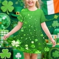 thumbnail image 6 of St Patrick Dress For Girls Puff Sleeve Crew Neck Festival Print Dresses Casual Loose Stylish Holiday Outfits (10-12 Years, Green), 6 of 9